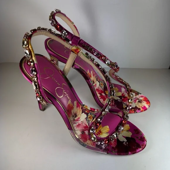 Jessica Simpson Jaycin Pink Floral Sandal Heels Women’s Size 8 - Picture 9 of 12